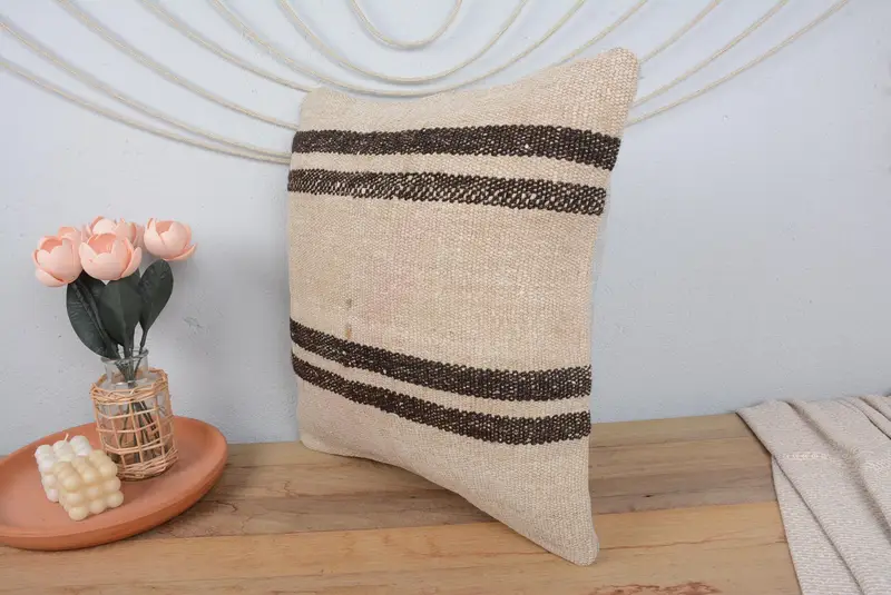 Kilim Rug Pillow Sham, Boho Throw Pillow, Gift Pillow, Interior Designer Pillow, 20x20 White Cushion Case, Pillow Cover, Kilim Pillow - 4