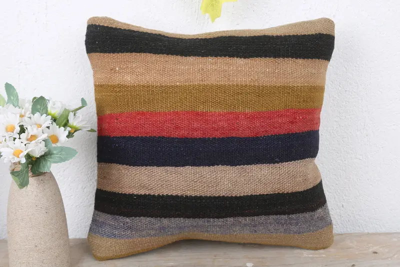 Customized Cushion Case, 12x12 Blue Pillow, Pillow Cover, Vintage Kilim Pillow, Kilim Pillow Cover, Shabby Chic Pillow Sham, Boho Pillow - 2