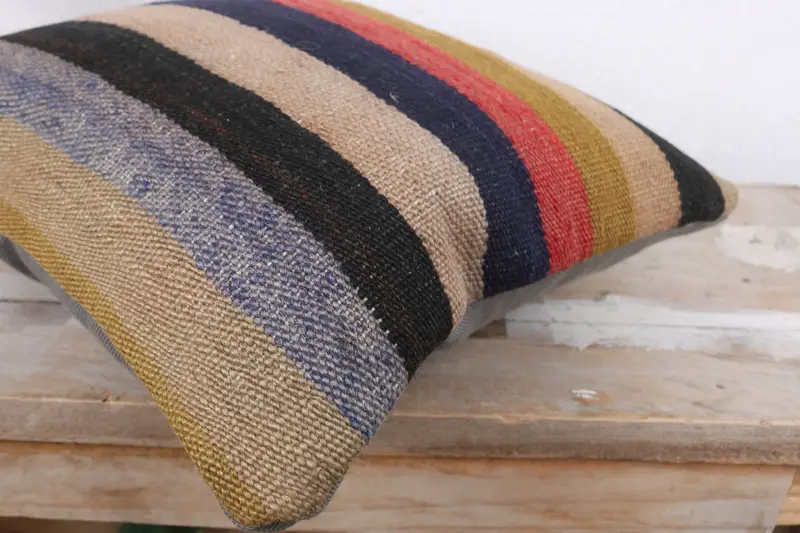 Customized Cushion Case, 12x12 Blue Pillow, Pillow Cover, Vintage Kilim Pillow, Kilim Pillow Cover, Shabby Chic Pillow Sham, Boho Pillow - 6