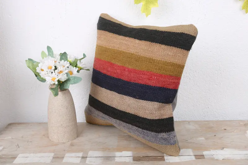 Customized Cushion Case, 12x12 Blue Pillow, Pillow Cover, Vintage Kilim Pillow, Kilim Pillow Cover, Shabby Chic Pillow Sham, Boho Pillow - 4