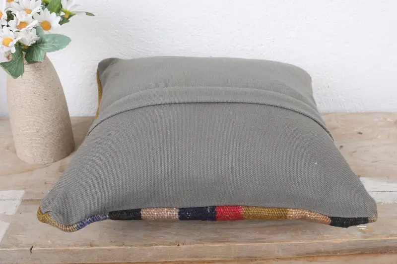 Customized Cushion Case, 12x12 Blue Pillow, Pillow Cover, Vintage Kilim Pillow, Kilim Pillow Cover, Shabby Chic Pillow Sham, Boho Pillow - 7