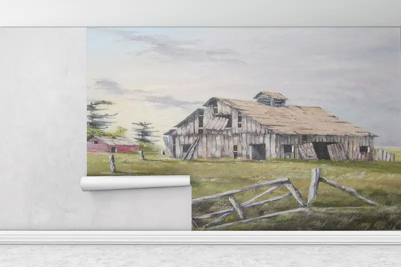 Old Barn Paper Art, Paper Wall Art, Farm Paper Craft, Rustic Digital Paper, View Wall Poster, Modern Wallpaper, 3D Wall Decor, - 6