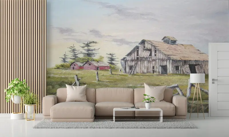 Old Barn Paper Art, Paper Wall Art, Farm Paper Craft, Rustic Digital Paper, View Wall Poster, Modern Wallpaper, 3D Wall Decor, - 8