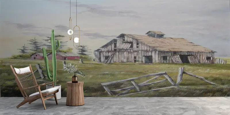 Old Barn Paper Art, Paper Wall Art, Farm Paper Craft, Rustic Digital Paper, View Wall Poster, Modern Wallpaper, 3D Wall Decor, - 1