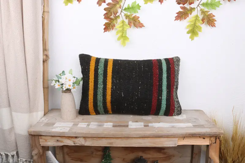 Home Decor Pillow, 12x20 Brown Pillow Sham, Pillow Sham, Boho Pillow Sham Cover, Floor Cushion Case, Comfy Throw Cushion, Ethnical Kilim Rug Pillow - 1
