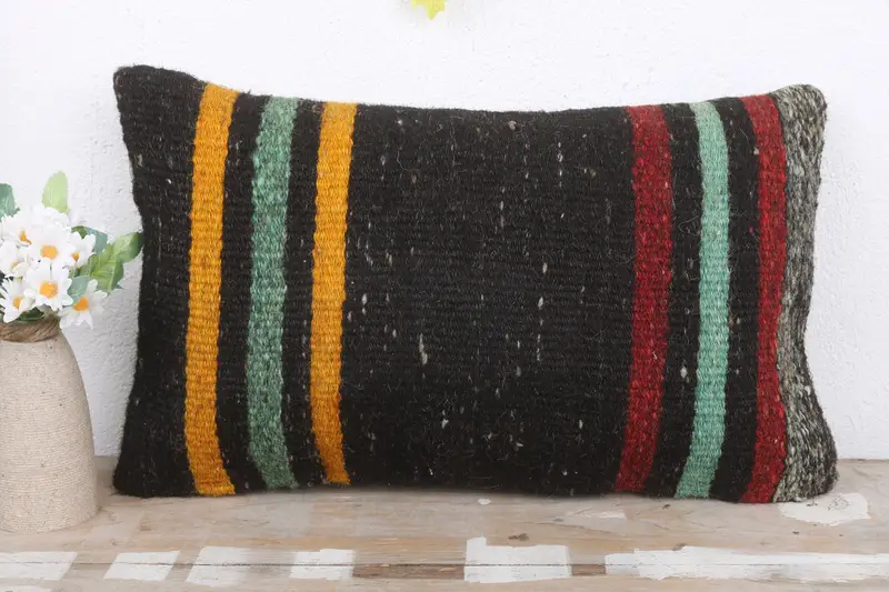 Home Decor Pillow, 12x20 Brown Pillow Sham, Pillow Sham, Boho Pillow Sham Cover, Floor Cushion Case, Comfy Throw Cushion, Ethnical Kilim Rug Pillow - 2
