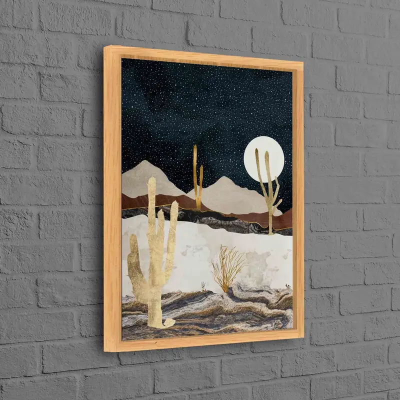 Modern Luxury Desert Canvas: Abstract Night Landscape Art Print