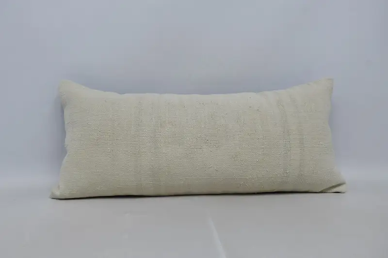 Pillow Cover, Interior Designer Pillow, Vintage Kilim Pillow, 16x36 Beige Pillow Sham, Bolster Throw Pillow, Ottoman Cushion, Throw Kilim Pillow - 1