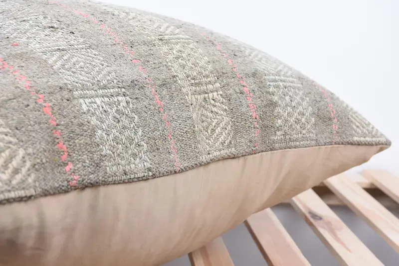 Ethnic Throw Cushion, Luxury Cushion Case, Cushion Case, Pillow for Couch, 24x24 Gray Cushion Cover, Kilim Cushion Sham, Throw Kilim Pillow - 7