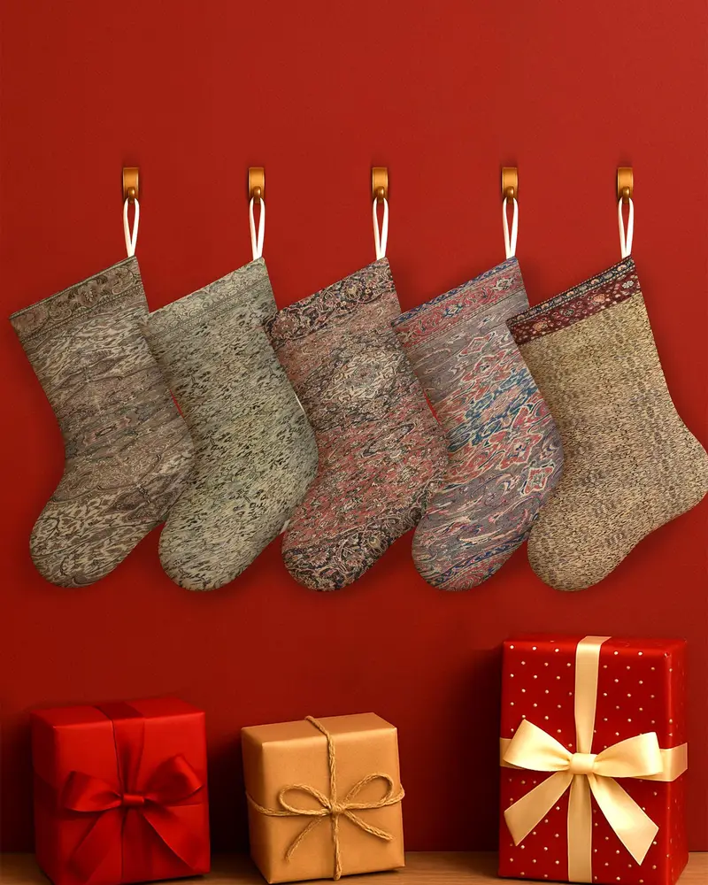 Şenlikli Pamuklu Noel Çorabı, 30 İnç Genişliğinde Noel Dekoru