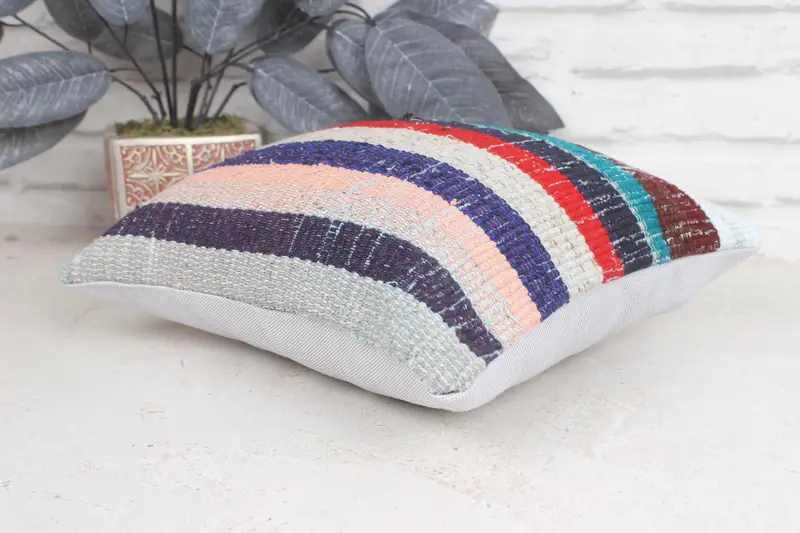 12x12 Blue Pillow, Handmade Kilim Cushion, Vintage Pillow, Home Decor Pillow, Cushion Cover, Christmas Cushion Cover - 6
