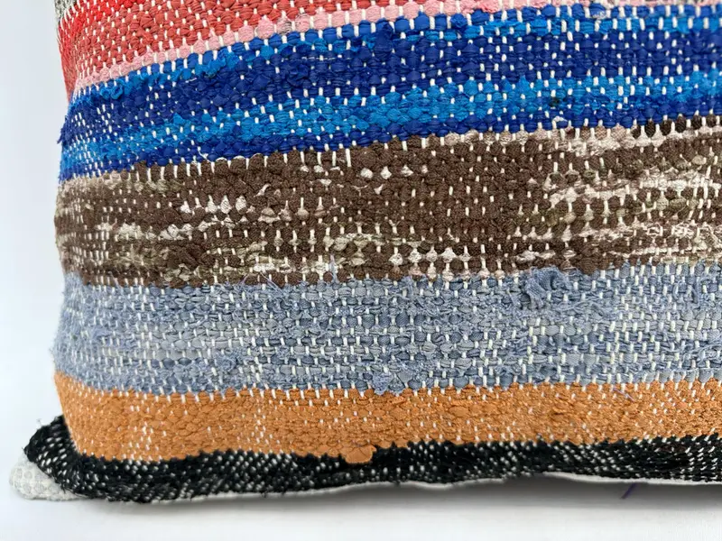 Meditation Pillow, Cushion Case, Shabby Chic Pillow Case, Kilim Pillow, Ethnical Kilim Rug Pillow, 20x20 Blue Pillow Sham, Handmade Kilim Cushion - 2