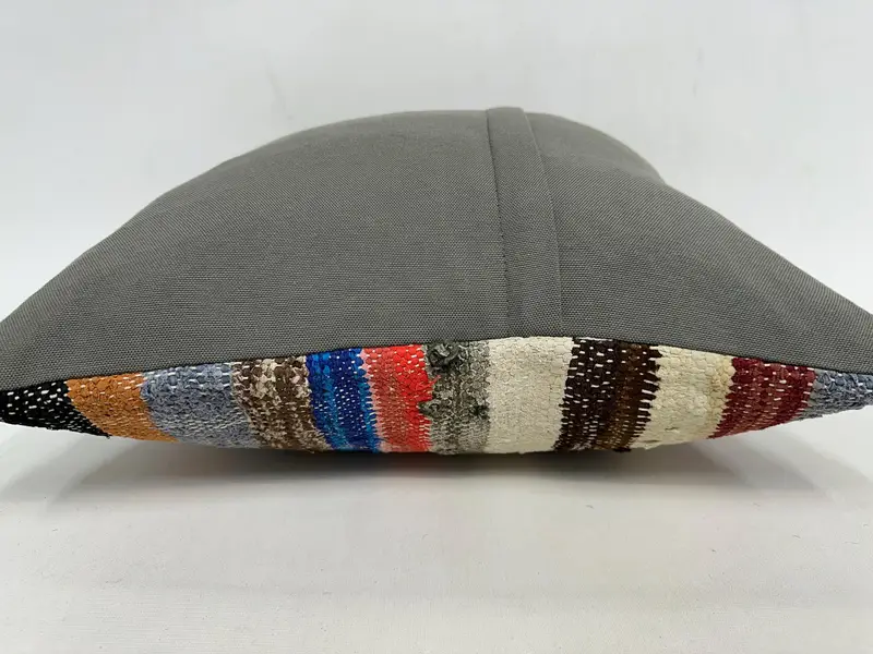 Meditation Pillow, Cushion Case, Shabby Chic Pillow Case, Kilim Pillow, Ethnical Kilim Rug Pillow, 20x20 Blue Pillow Sham, Handmade Kilim Cushion - 7