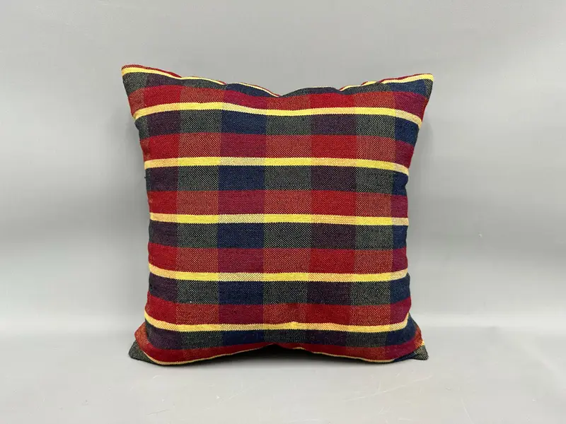 Vintage Kilim Pillow, Custom Pillow, Handmade Pillow, Boho Pillow Sham Cover, Muted Cushion, Kilim Cushion Sham, 18x18 Red Pillow Case, Pillow - 4