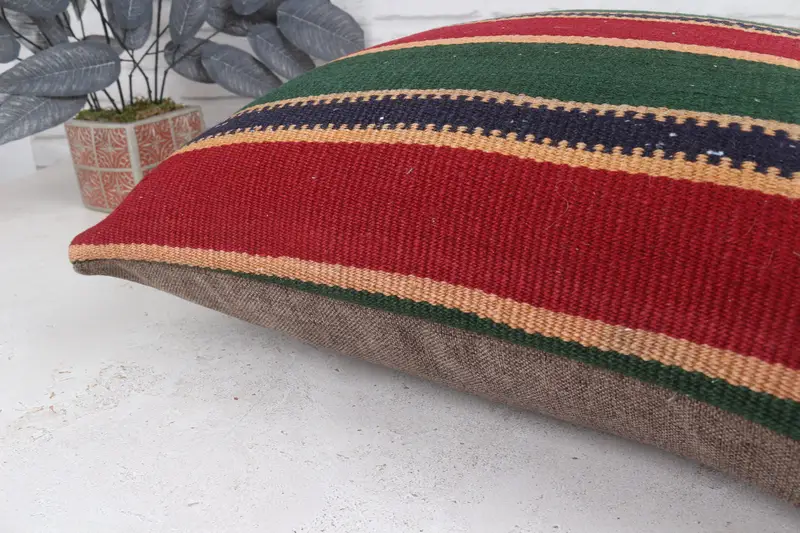 Handmade Kilim Cushion, Vintage Pillow, Home Decor Pillow, Pillow Sham, Handmade Throw Pillow, Tribal Pillow Sham, 22x22 Red Pillow Case - 8