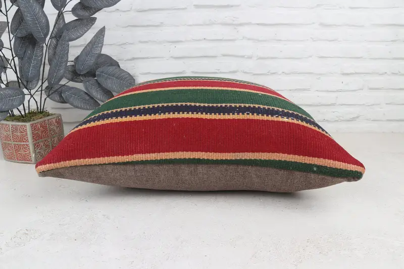 Handmade Kilim Cushion, Vintage Pillow, Home Decor Pillow, Pillow Sham, Handmade Throw Pillow, Tribal Pillow Sham, 22x22 Red Pillow Case - 6