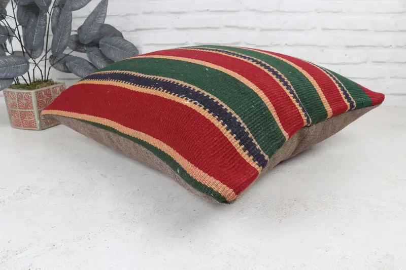 Handmade Kilim Cushion, Vintage Pillow, Home Decor Pillow, Pillow Sham, Handmade Throw Pillow, Tribal Pillow Sham, 22x22 Red Pillow Case - 7