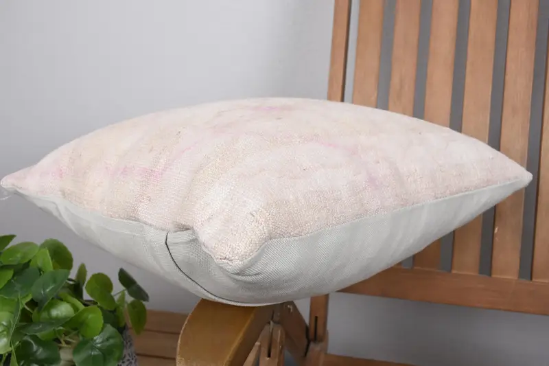 Turkish Kilim Pillow, 18x18 Beige Pillow Cover, Kilim Cushion Sham, Nautical Throw Pillow Sham, Cushion Case, Pillow for Sofa, Office Chair Cushion - 6