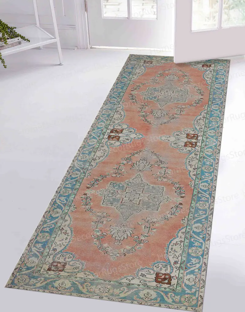 ヴィンテージメダリオンプリントラグ：アンティークデザイン、オリエンタルタッチ