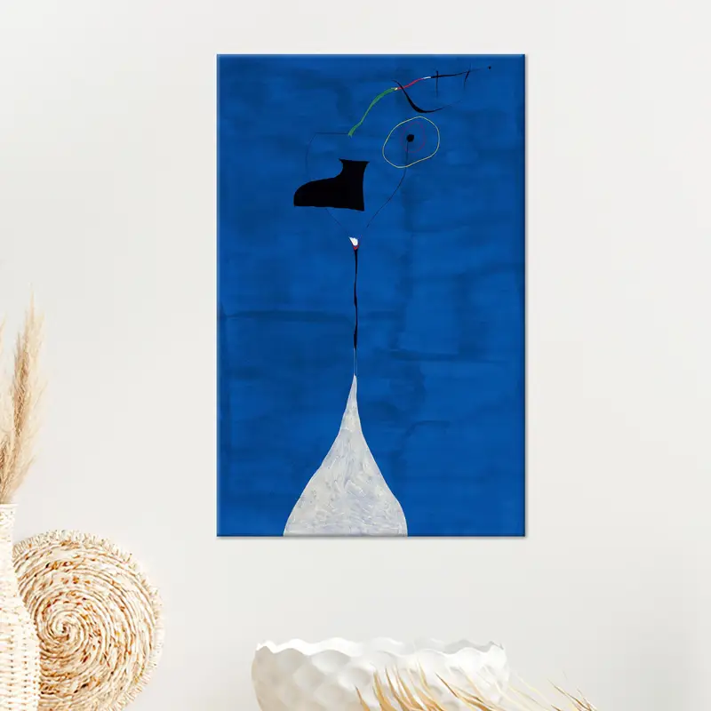 Moderner abstrakter blauer surrealer Leinwanddruck – künstlerische Eleganz