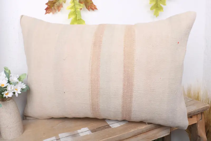 Kilim Pillow Cover, Cushion Case, Kilim Pillow, Home Decor Pillow, Natural Cushion Case, Cozy Throw Cushion Case, 16x24 Beige Pillow - 4