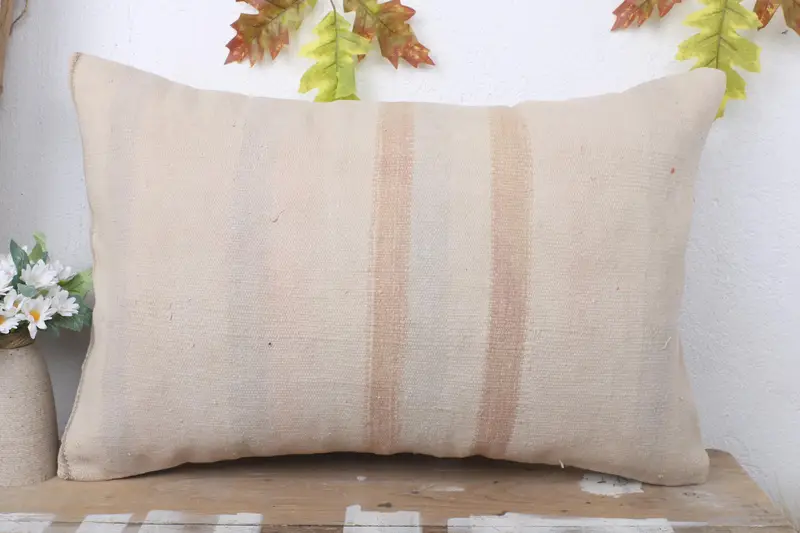 Kilim Pillow Cover, Cushion Case, Kilim Pillow, Home Decor Pillow, Natural Cushion Case, Cozy Throw Cushion Case, 16x24 Beige Pillow - 2