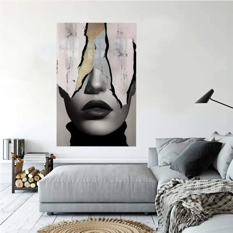 Modern Kadın Modası için Zarif Gri Soyut Baskılı Cam