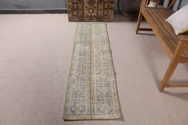 Yeşil ve Turuncu Puantiyeli Halı, 1,7x6,1 ft Şık Dekor