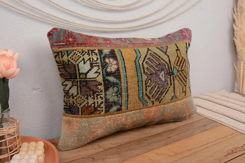 Orange & Green Southwestern Pillow, 16x24 Inches Decorative Pillow - 1