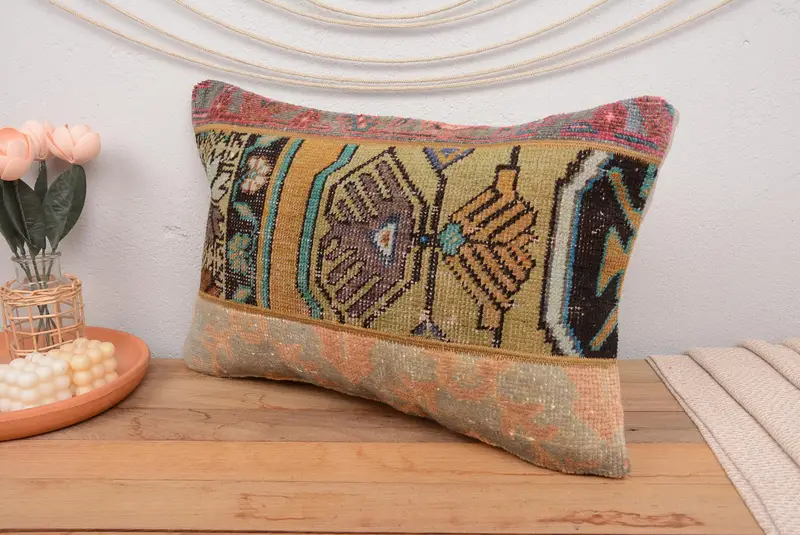 Orange & Green Southwestern Pillow, 16x24 Inches Decorative Pillow - 4