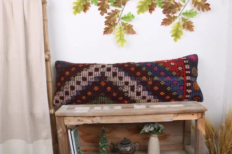 Pillow for Sofa, Pillow, Boho Pillow Sham Cover, Gift Pillow, Decorative Throw Cushion Cover, 12x36 Red Cushion, Indoor Pillow Cover - 1