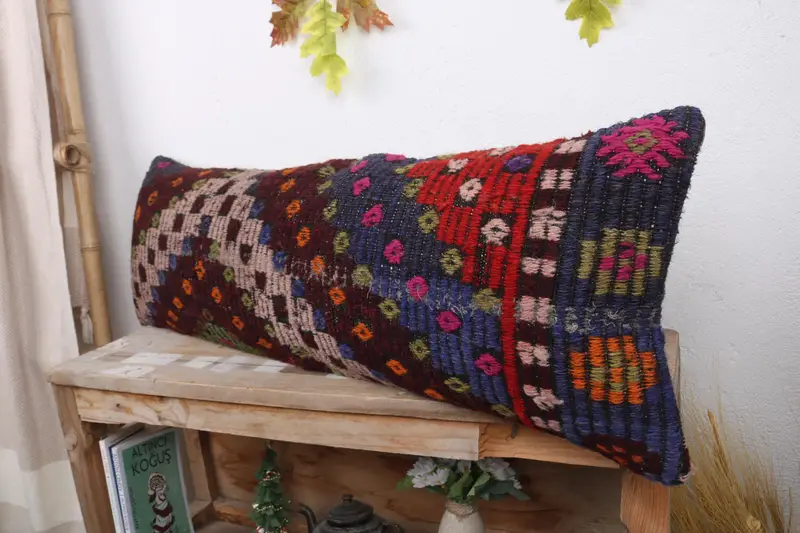 Pillow for Sofa, Pillow, Boho Pillow Sham Cover, Gift Pillow, Decorative Throw Cushion Cover, 12x36 Red Cushion, Indoor Pillow Cover - 4