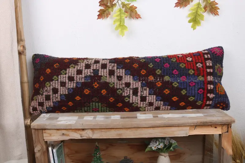Pillow for Sofa, Pillow, Boho Pillow Sham Cover, Gift Pillow, Decorative Throw Cushion Cover, 12x36 Red Cushion, Indoor Pillow Cover - 2