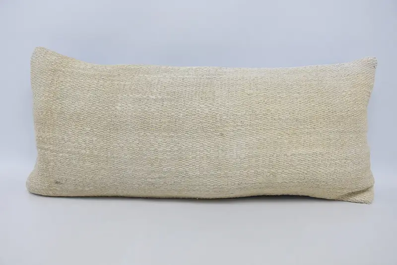 Vintage Moroccan Cushion, 16x36 inch White College Dorm Decor Cushion Case - 1