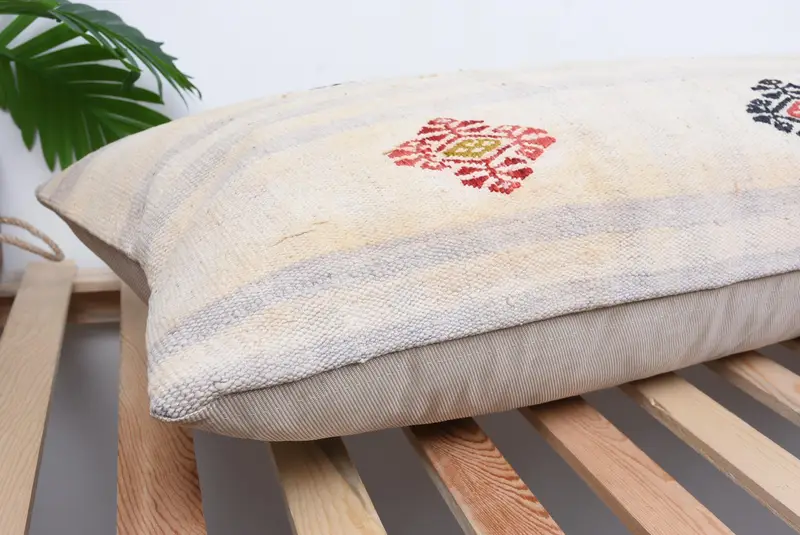 Pillow Sham, Boho Pillow, Boho Pillow Sham Cover, Interior Designer Pillow, 16x48 White Pillow Cover, Shabby Chic Cushion, Aesthetic Pillow - 6