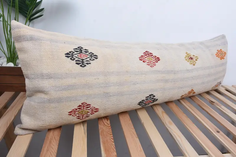 Pillow Sham, Boho Pillow, Boho Pillow Sham Cover, Interior Designer Pillow, 16x48 White Pillow Cover, Shabby Chic Cushion, Aesthetic Pillow - 4