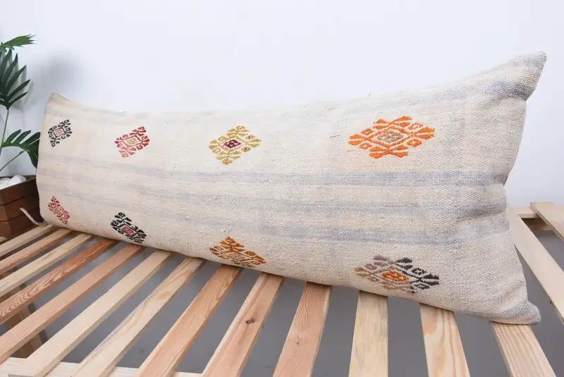 Pillow Sham, Boho Pillow, Boho Pillow Sham Cover, Interior Designer Pillow, 16x48 White Pillow Cover, Shabby Chic Cushion, Aesthetic Pillow - 5