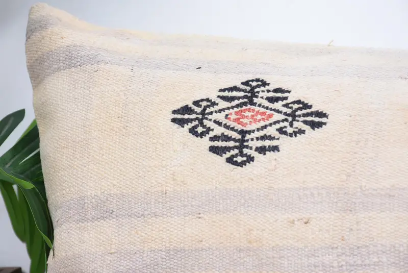 Pillow Sham, Boho Pillow, Boho Pillow Sham Cover, Interior Designer Pillow, 16x48 White Pillow Cover, Shabby Chic Cushion, Aesthetic Pillow - 2