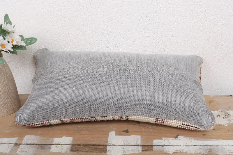 Ethnical Kilim Rug Pillow, 8x16 Beige Cushion Case, Anatolian Cushion Case, Home Decor Pillow, Pillow Case, Bolster Pillow Cover, Pillow for Couch - 7