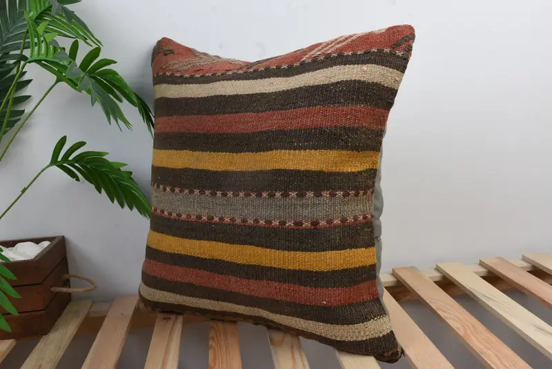 Retro Throw Pillow Sham, Boho Pillow, Vintage Pillow, 20x20 Red Pillow Sham, Pillow Cover, Boho Pillow Sham Cover, Aesthetic Pillow - 4