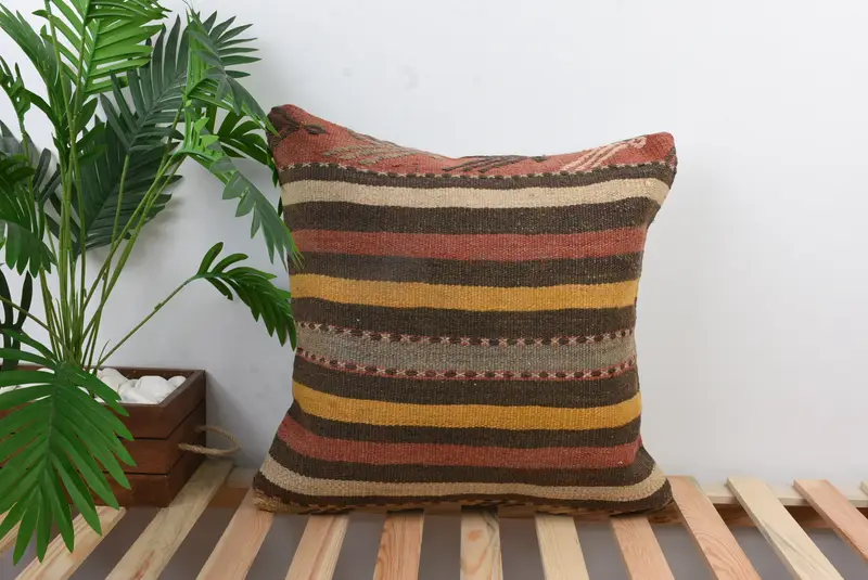 Retro Throw Pillow Sham, Boho Pillow, Vintage Pillow, 20x20 Red Pillow Sham, Pillow Cover, Boho Pillow Sham Cover, Aesthetic Pillow - 1