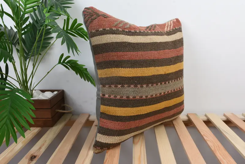Retro Throw Pillow Sham, Boho Pillow, Vintage Pillow, 20x20 Red Pillow Sham, Pillow Cover, Boho Pillow Sham Cover, Aesthetic Pillow - 5