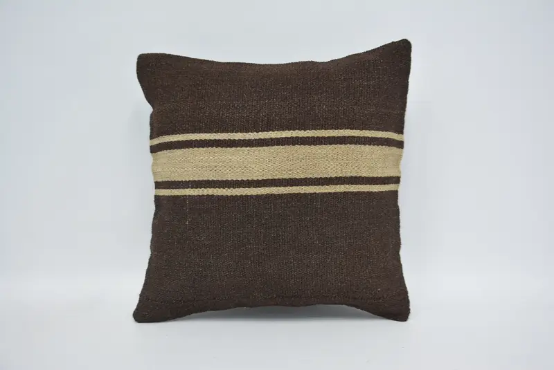 Ikat Pillow Case, Antique Pillows, Pillow Sham, 14x14 Brown Pillow Cover, Traditional Pillow Cover, Gift Pillow, Pillow for Couch - 1