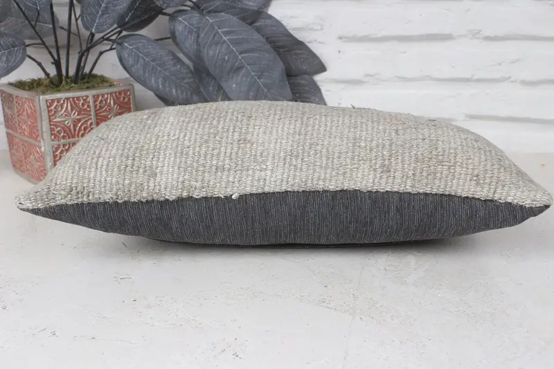 Home Decor Pillow, 8x16 Gray Pillow Sham, Kilim Pillow, Ethnic Pillow Case, Boho Pillow Sham Cover, Garden Cushion, Pillow - 5
