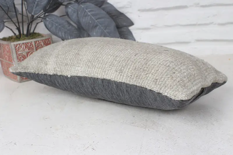 Home Decor Pillow, 8x16 Gray Pillow Sham, Kilim Pillow, Ethnic Pillow Case, Boho Pillow Sham Cover, Garden Cushion, Pillow - 6