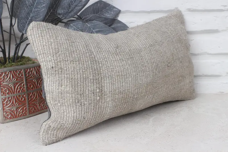 Home Decor Pillow, 8x16 Gray Pillow Sham, Kilim Pillow, Ethnic Pillow Case, Boho Pillow Sham Cover, Garden Cushion, Pillow - 4