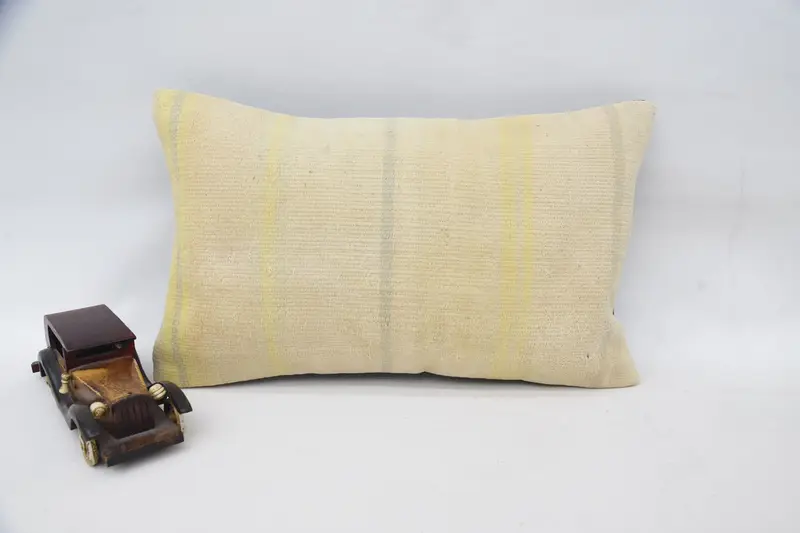 Striped Vintage Pillow Case, Gift FloorYellow 12x20 inch Cushion - 1