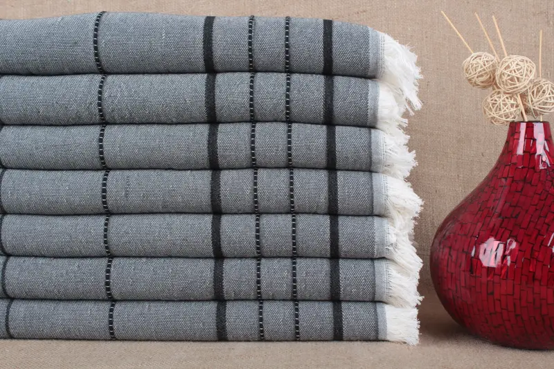 オーガニックトルコビーチタオル 幾何学模様 ベージュ、40x71インチ