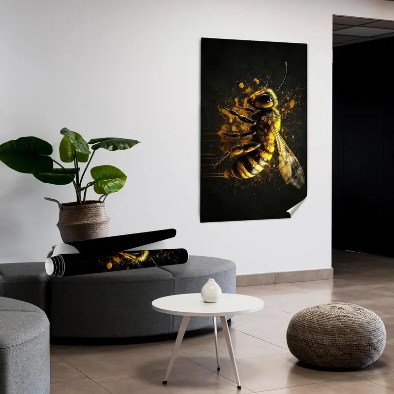Zarif Siyah ve Sarı Arı Kanvas Tablo Baskı - Doğanın Uyumu