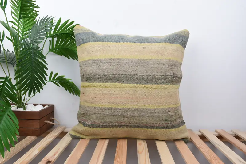 Pillow for Couch, Handmade Throw Cushion Case, Boho Pillow, Patio Cushion, Vintage Pillow, Pillow Case, 24x24 Brown Pillow Case - 1